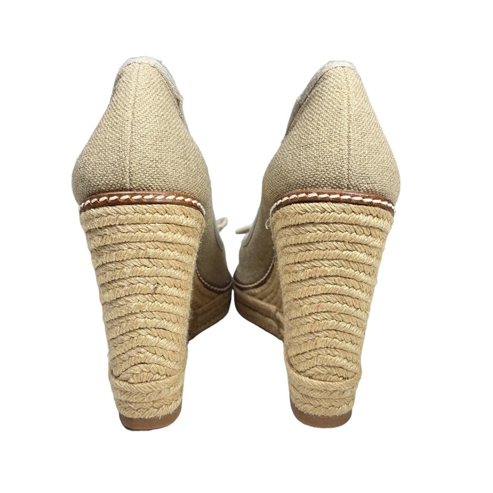 Tory Burch Jackie canvas peep toe wedge espadrille heels 9.5 M - Picture 12 of 14